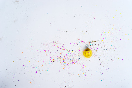 Mixture of Glass Christmas decoration attributes in divers colors and arrangementsの写真素材