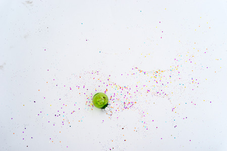 Mixture of Glass Christmas decoration attributes in divers colors and arrangementsの写真素材