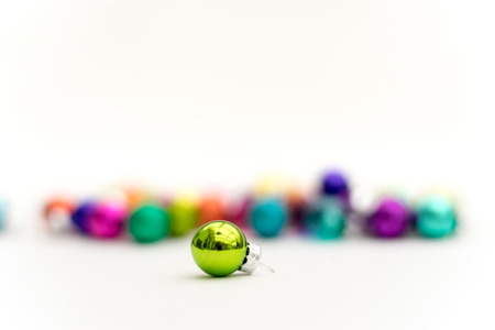 Mixture of Glass Christmas decoration attributes in divers colors and arrangementsの写真素材