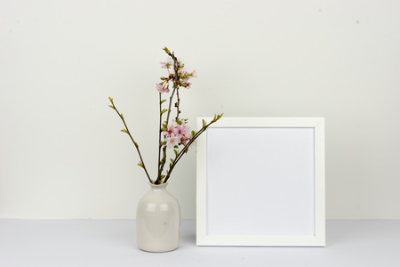 Mockup with some seasonal blossomsの写真素材