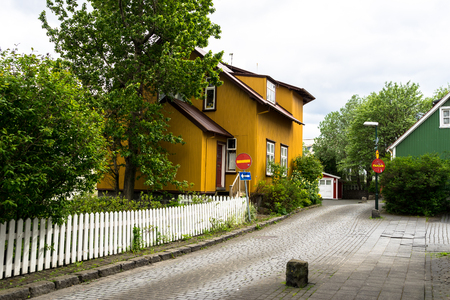 Colorful streets and houses in area 101,  Reykjavik, Icelandのeditorial素材