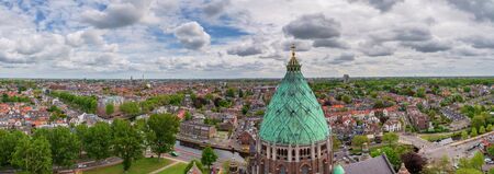 Skyline of Haarlem city in the Netherlands, seen from the ST Bavo cathedralの写真素材