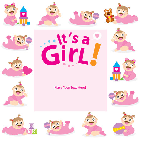 baby girl greeting cardのイラスト素材