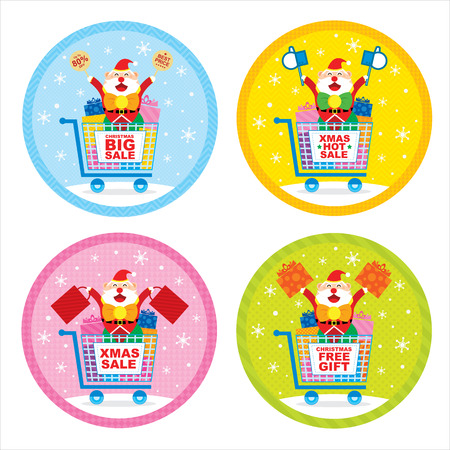 Santa Claus shopping badgeのイラスト素材