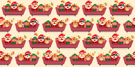 Santa Claus and Friends Seamlessのイラスト素材
