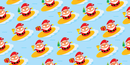 Christmas seamless surfing Santa Clausのイラスト素材