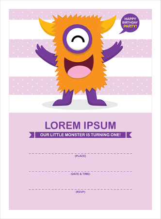 Cute Monster Birthday Cardのイラスト素材