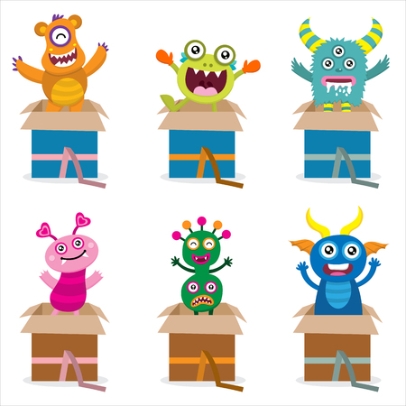 Surprise Monsters from Boxのイラスト素材