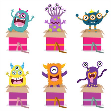 Surprise Monsters from Boxのイラスト素材