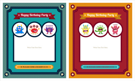 Cute Monster Invitation Birthday Cardのイラスト素材