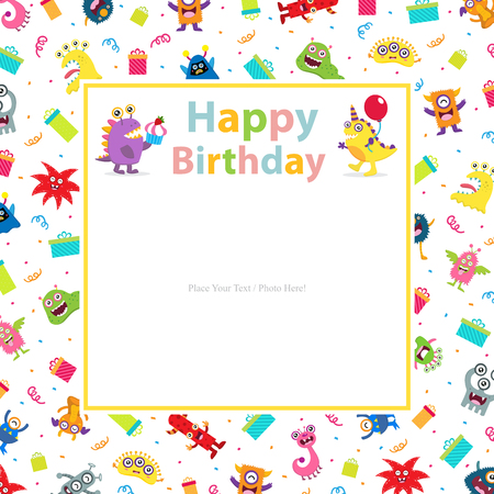 Cute Monster Invitation Birthday Cardのイラスト素材