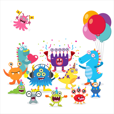 Cute Monster Invitation Birthday Cardのイラスト素材