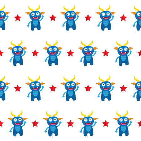 Cute Monster Seamlessのイラスト素材