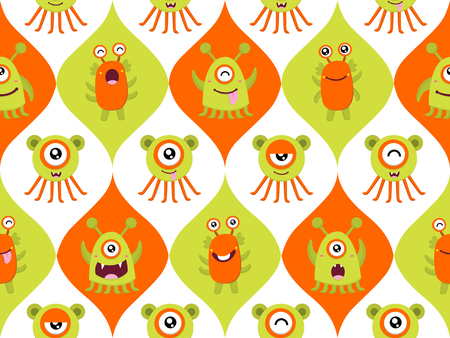 Cute Monster Seamlessのイラスト素材