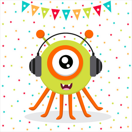 Cute Monster Birthday Cardのイラスト素材