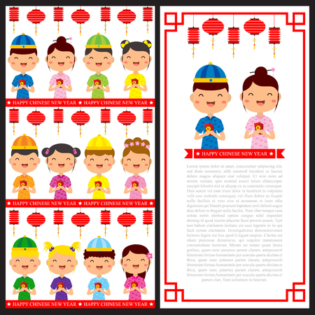 chinese new year greeting cardのイラスト素材