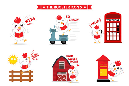 rooster icon characterのイラスト素材