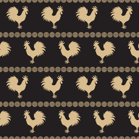 chicken rooster seamlessのイラスト素材