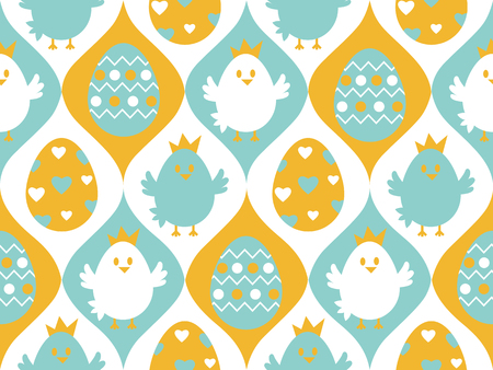 Easter egg and chicken seamlessのイラスト素材