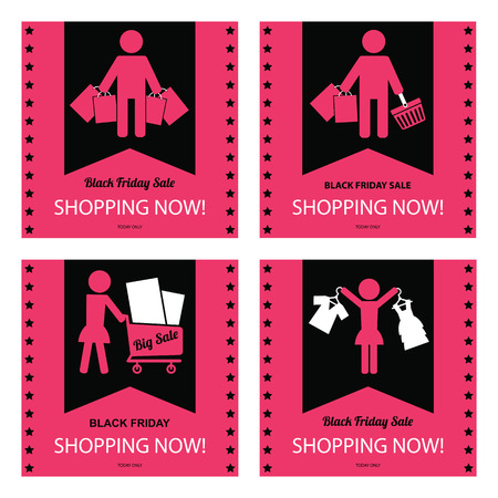 Black Friday sale sign sets.のイラスト素材