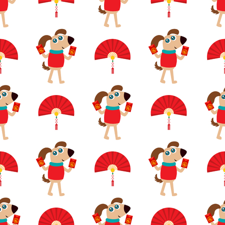 Chinese dog year seamless pattern, vector illustration.のイラスト素材