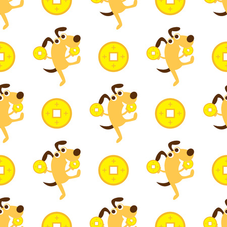 Chinese New Year wallpaper. Celebrate year of the Dog.のイラスト素材