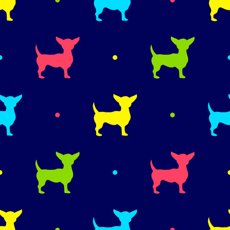 chihuahua seamless Vector illustration on blue background.のイラスト素材