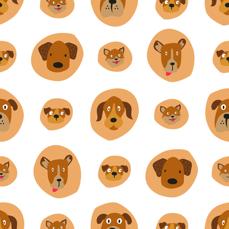Dog face seamless pattern illustration on white background.のイラスト素材