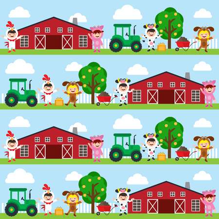 barn and kids costume seamless Vector illustration.のイラスト素材