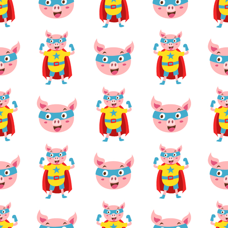 super pig seamless patternのイラスト素材