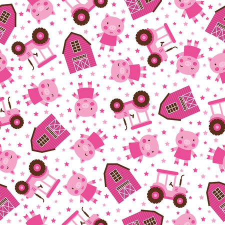 Cute pigs seamless patternのイラスト素材