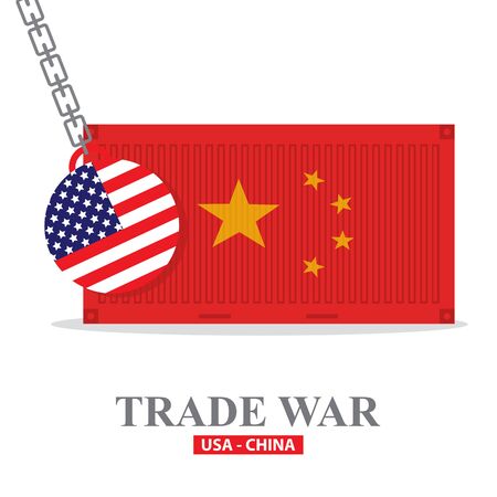 Trade war, USA versus China. America-China tariff business global exchange international.のイラスト素材