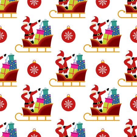 Dabbing Santa Claus seamless background.のイラスト素材