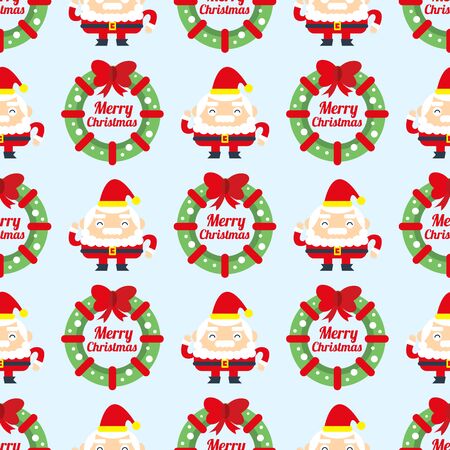 Christmas wreath and Santa Claus seamless background.のイラスト素材