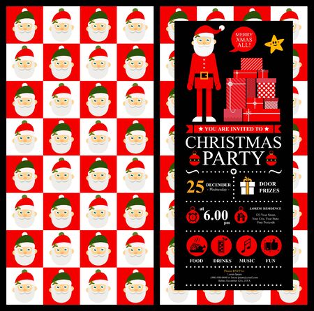 Christmas card invitation template with Santa Claus.のイラスト素材