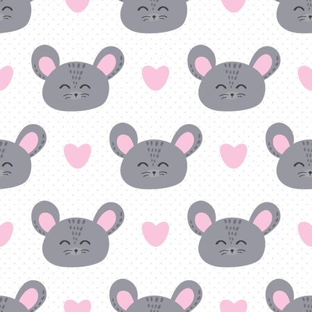 Mouse and love seamless background.のイラスト素材