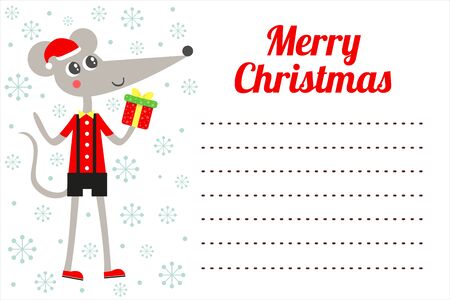 Christmas Santa mouse invitation.のイラスト素材