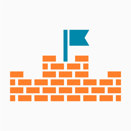 Flat China Great Wall pixel perfect vector iconのイラスト素材