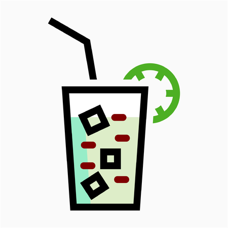 Coloured outline lemon juice pixel perfect vector iconのイラスト素材