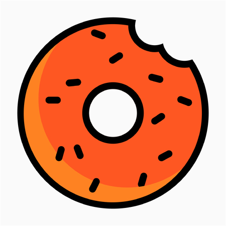 Coloured outline doughnut pixel perfect vector iconのイラスト素材