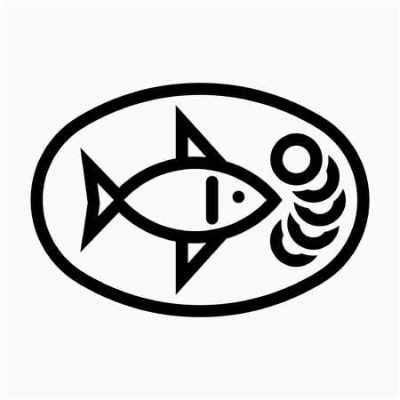 Outline Fish pixel perfect vector iconのイラスト素材