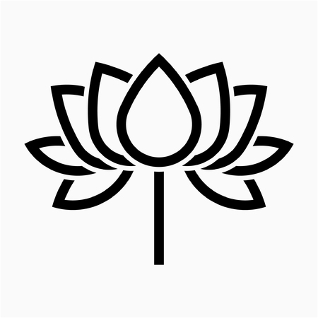 Outline Lotus flower pixel perfect vector iconのイラスト素材