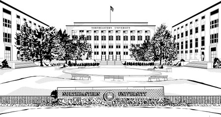 Northeastern University Hand drawing isolatedのイラスト素材