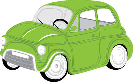 Mini City Classic Car in Green Color Vectorのイラスト素材