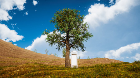 3D rendering. Outside mockup with natural environment, advertising in the worldの写真素材