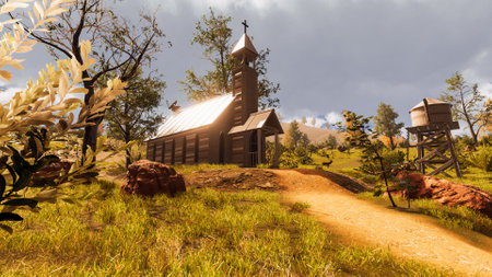 3D rendering. Outdoor architecture with natural environmentの写真素材
