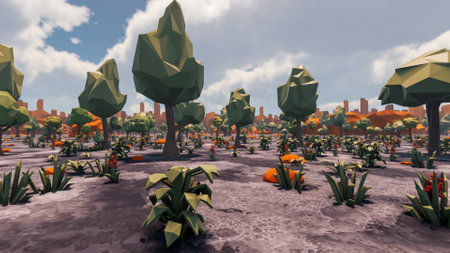 Graphic resources for sustainable development goals, biodiversity, a growing economy and ecology. 3d rendering and low polyの写真素材