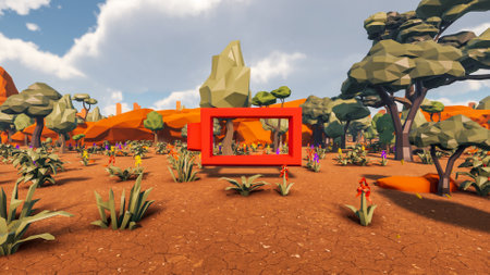 Graphic resources for sustainable development goals biodiversity a growing economy and ecology 3D render and low polyの写真素材