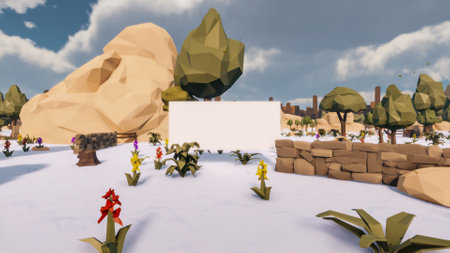 Graphic resources for sustainable development goals biodiversity a growing economy and ecology 3D render and low polyの写真素材