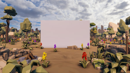 Graphic resources for sustainable development goals biodiversity a growing economy and ecology 3D render and low polyの写真素材